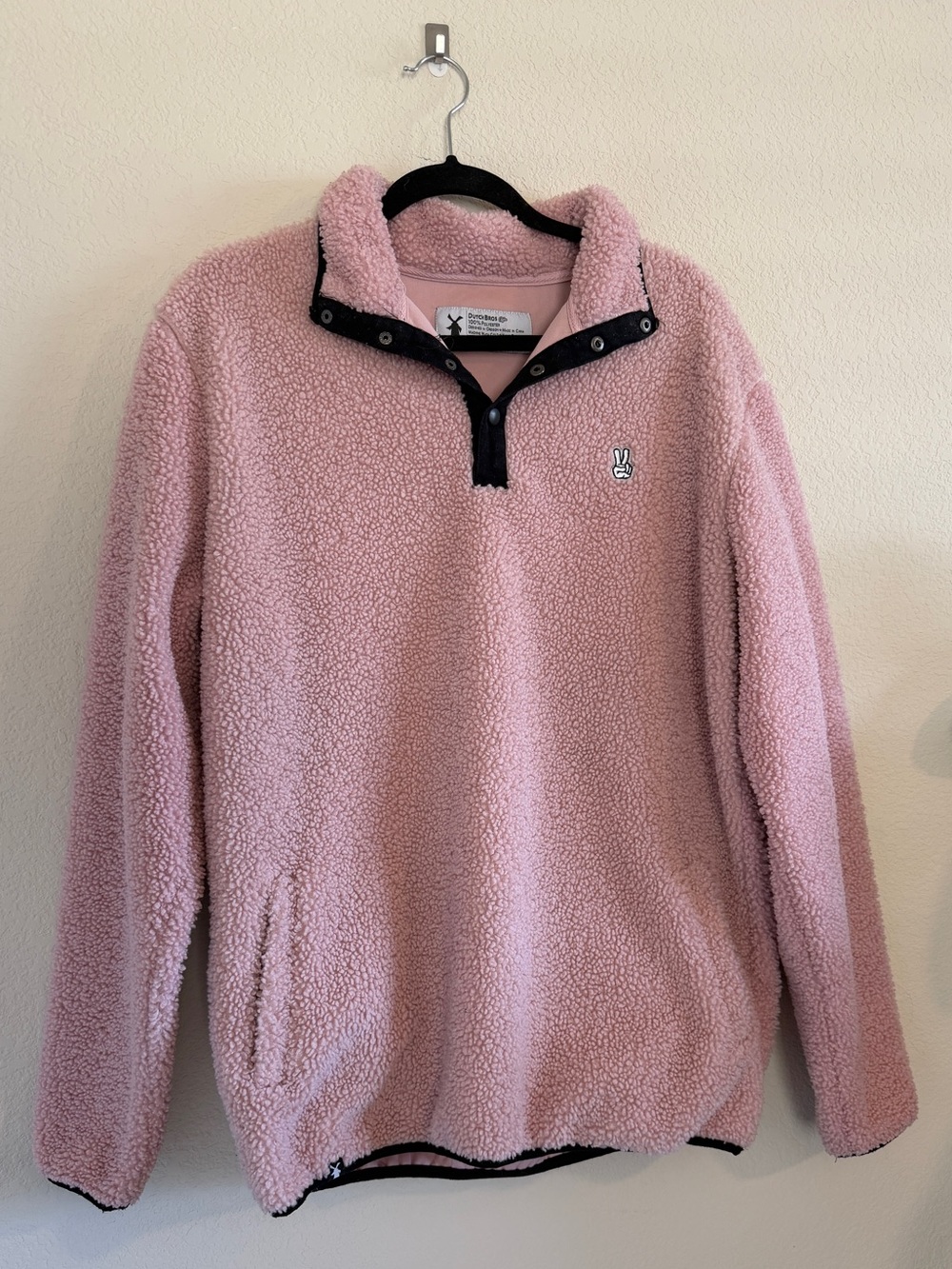 Rare Dutch Bros Coffee Pink Sherpa Fleece Snap Pullover